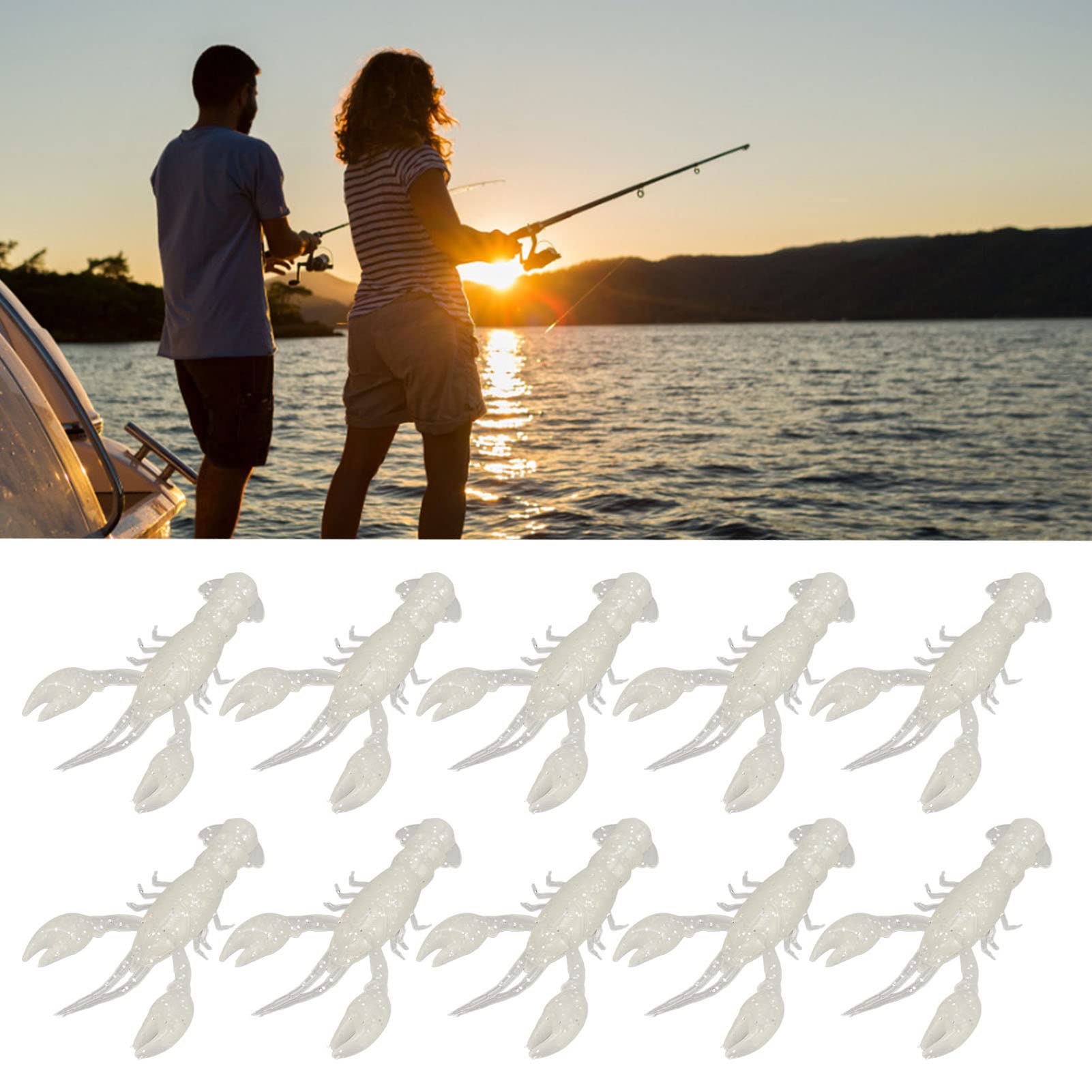 Gavigain soft shrimp lure set versatile for bass perch and carp