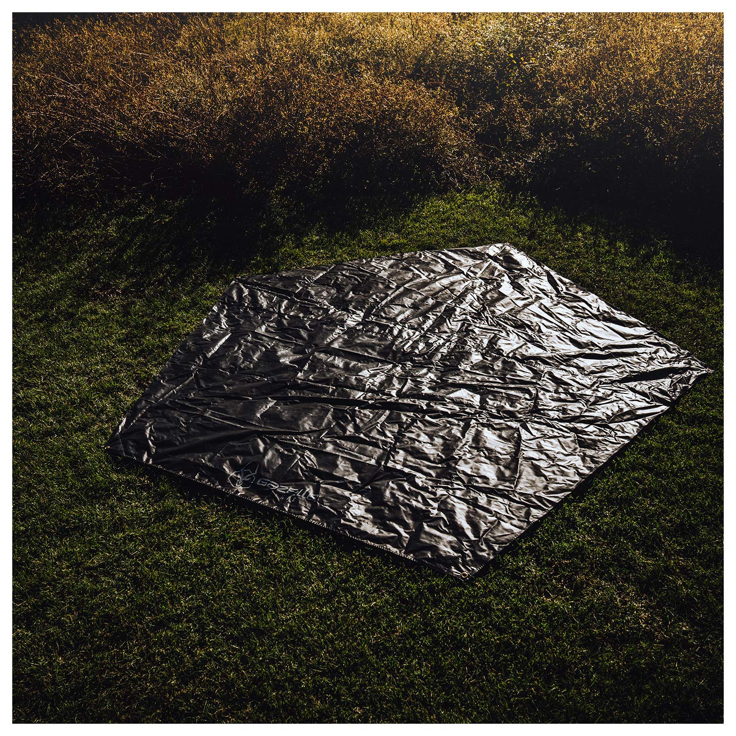 Gazelle Tents G5 footprint on deck shows deck-friendly barrier against insects.