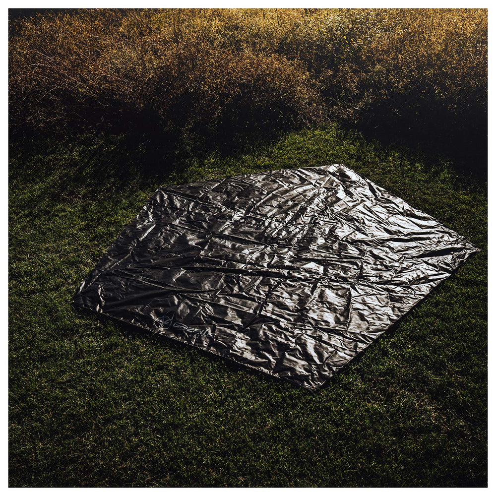 Gazelle Tents G5 footprint on deck shows deck-friendly barrier against insects.