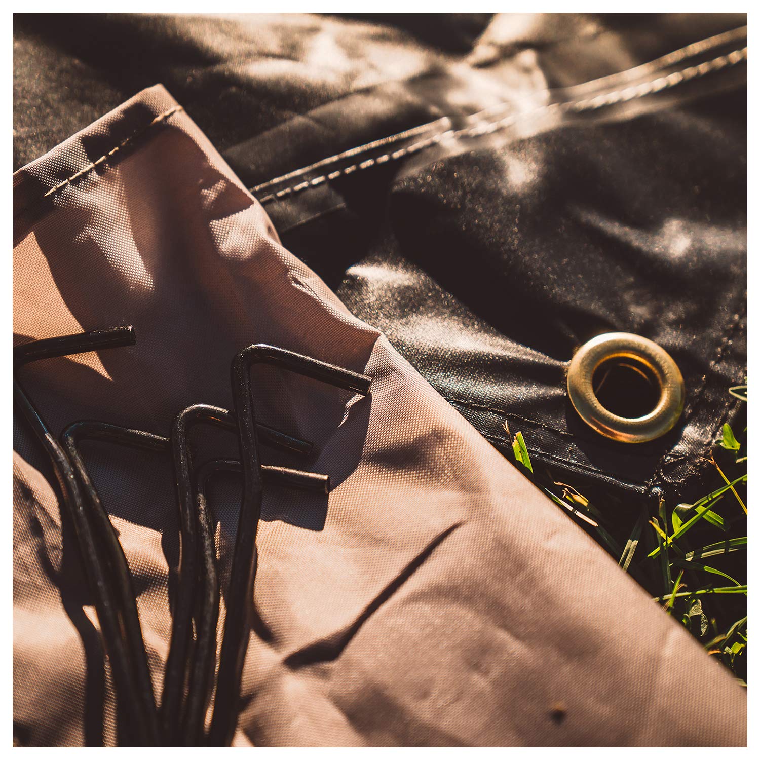 Gazelle Tents G5 footprint with stakes included keeps setup secure outdoors.