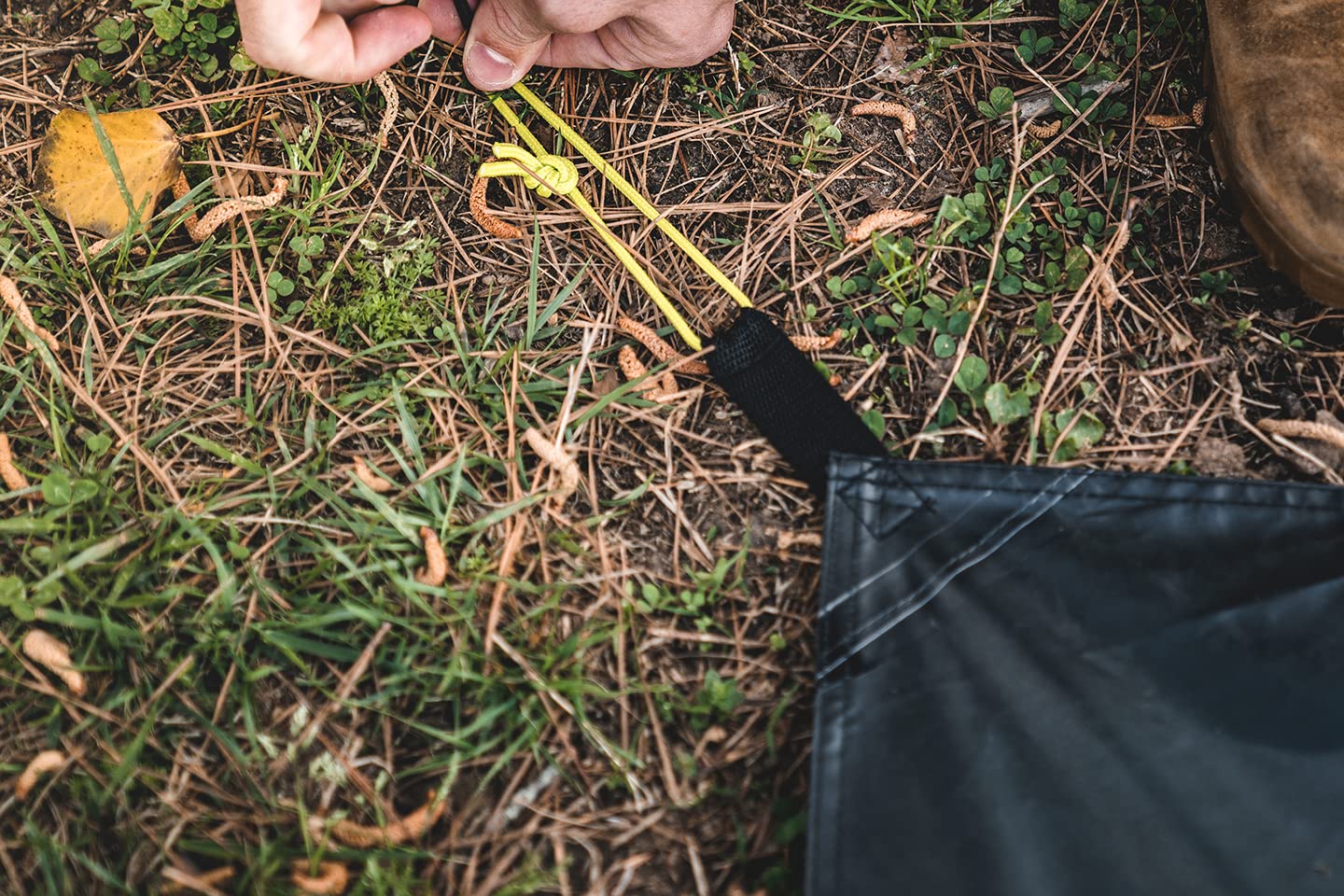 Gazelle Tents T3 Tandem Footprint includes tack-down stakes and carry bag for easy setup.
