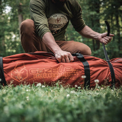 Gazelle Tents T4 bag features external stake pouch for quick access to stakes