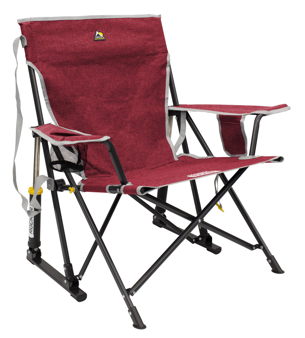 GCI Outdoor Kickback Rocker chair red, portable seating for camping comfort.