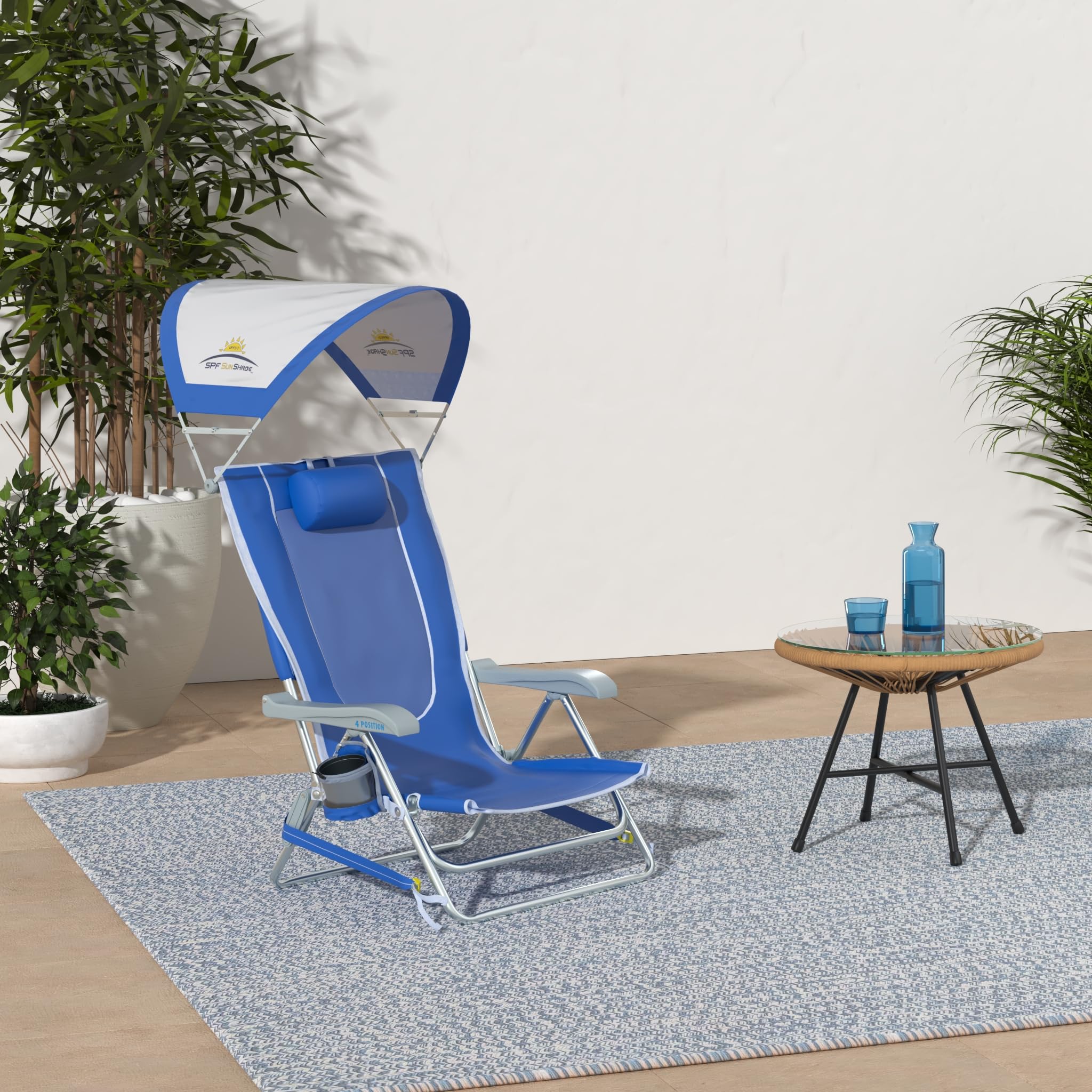 GCI Outdoor SunShade adjustable canopy provides shade during picnics and sunny beach days.