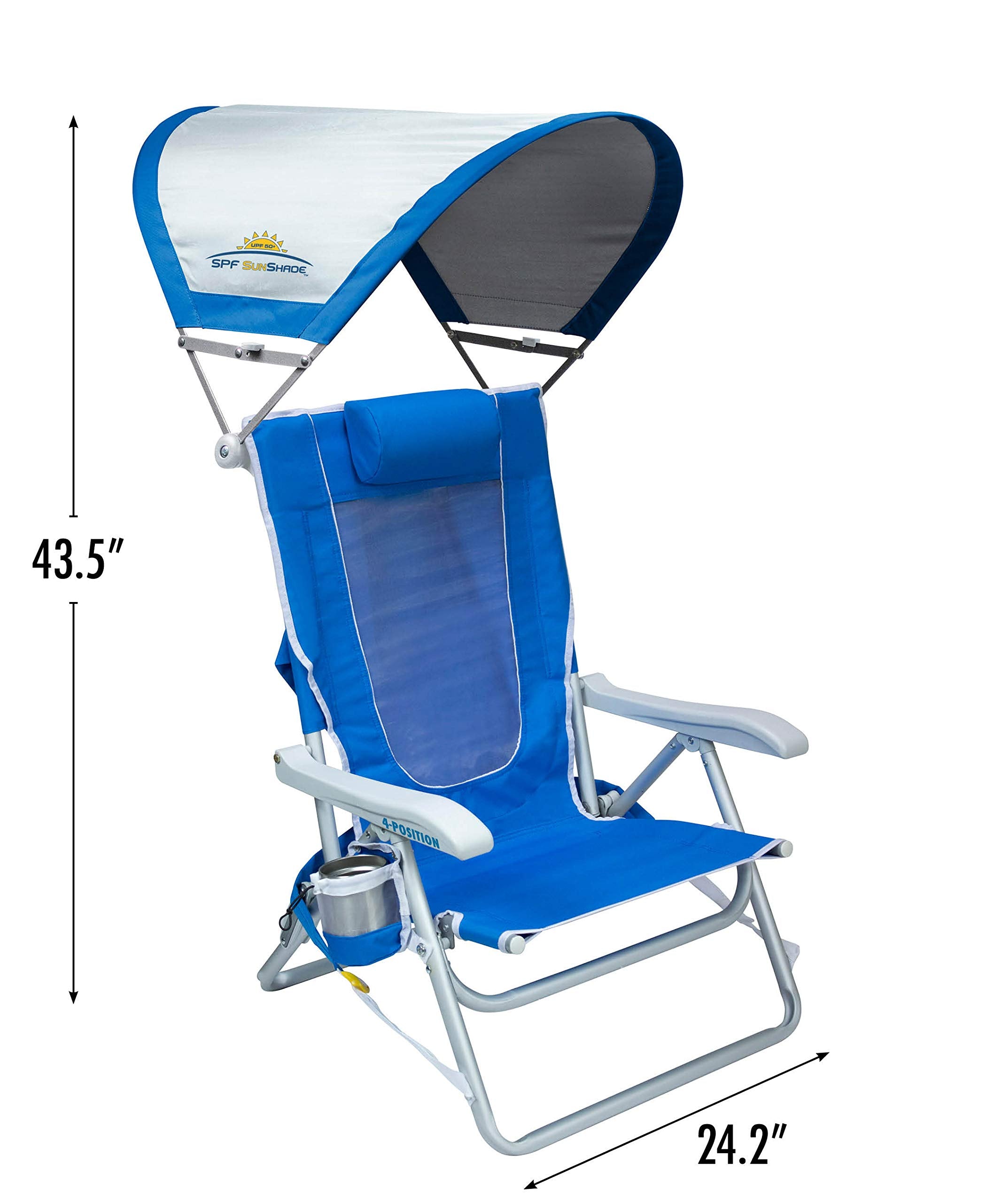 GCI Outdoor SunShade oversized back pocket stores towels, sunscreen, and snacks.
