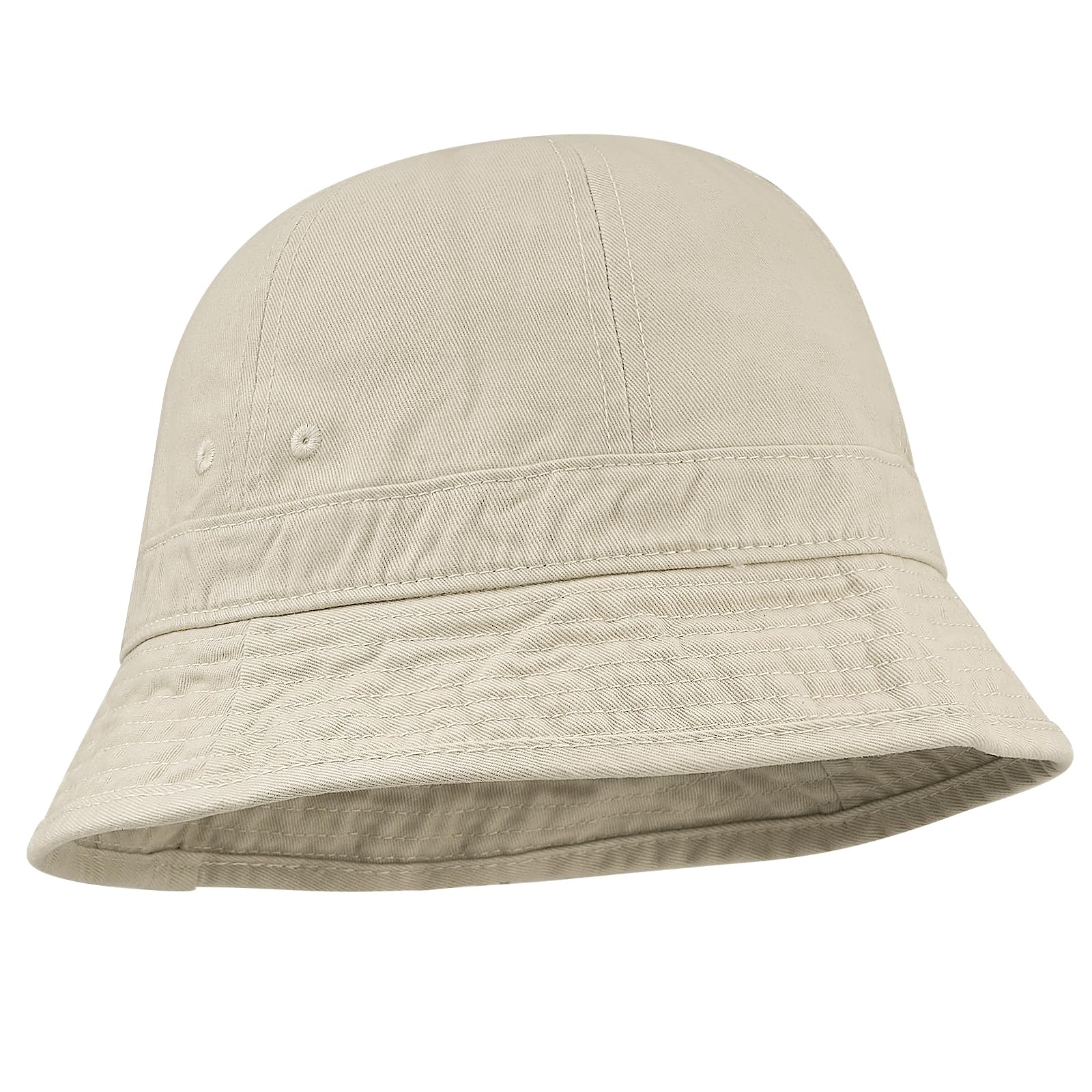 Close-up of the beige embroidery detail on the hat