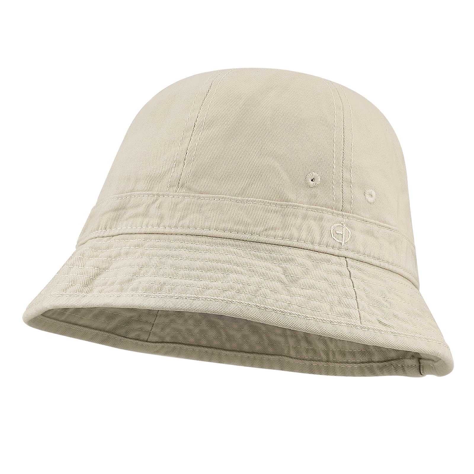 Close-up of vent holes for airflow on the beige hat