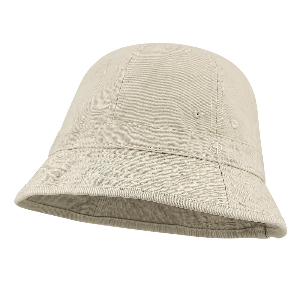 Close-up of vent holes for airflow on the beige hat