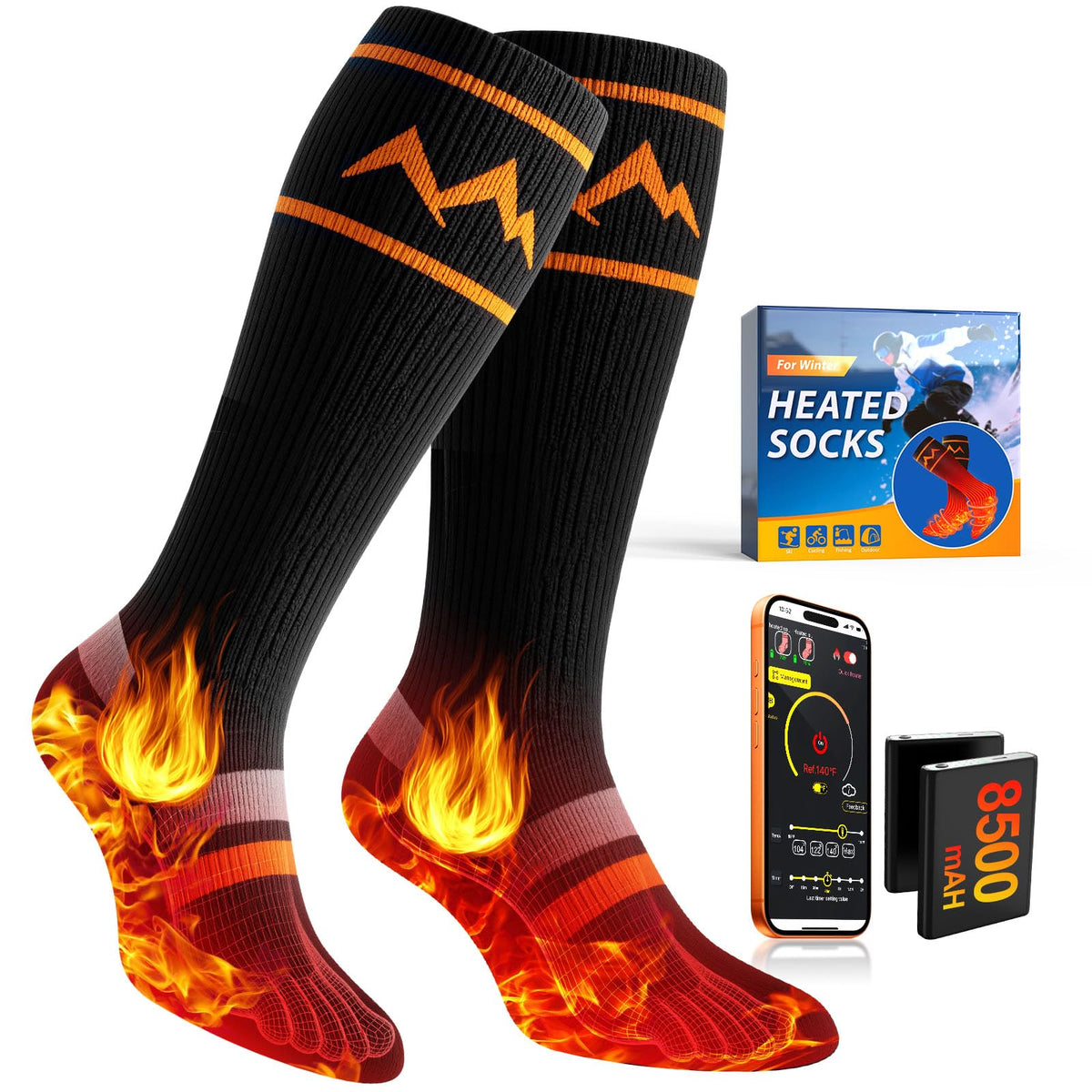GDFFZM heated socks app control panel rendering fast heat for outdoor activities