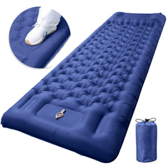 GDREAMT inflatable sleeping pad with pillow cushions you for a comfortable night outdoors.