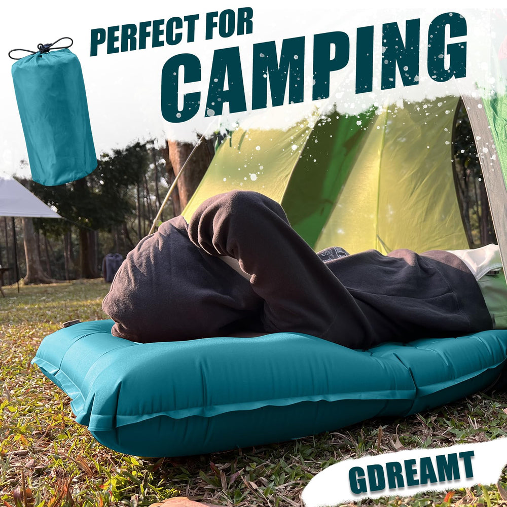 GDREAMT pillow-integrated design supports neck alignment during camping.