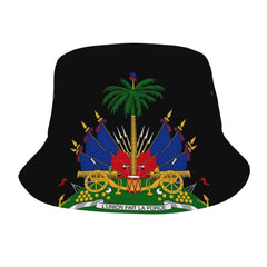 GDUUASB Haiti Flag Bucket Hat with bold pattern, ideal for sunny beach days.