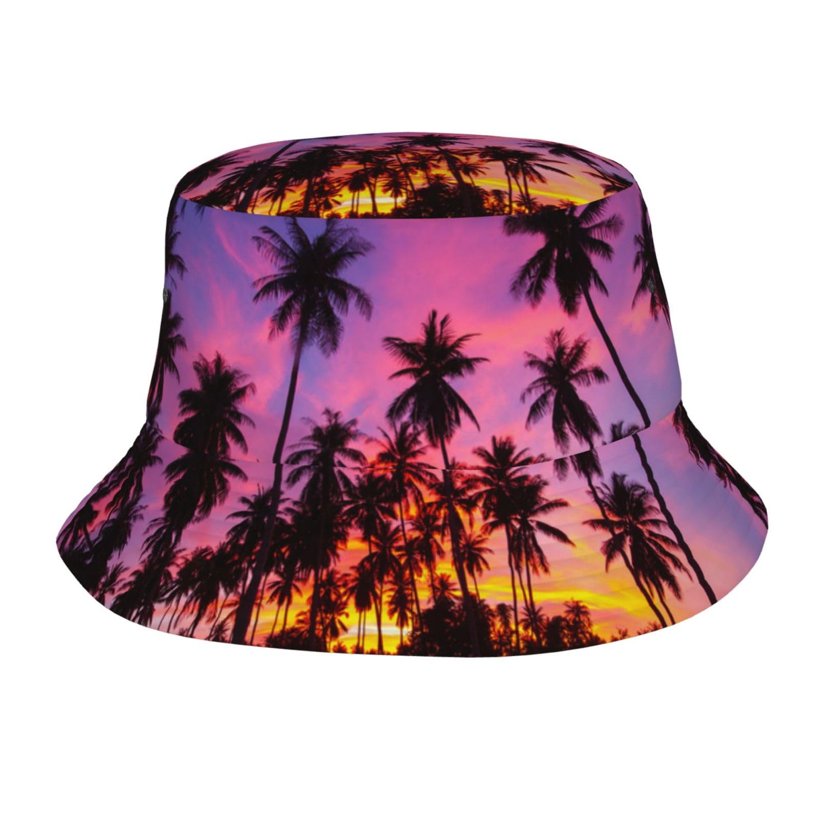 GDUUASB palm trees bucket hat with tropical print for sunny days