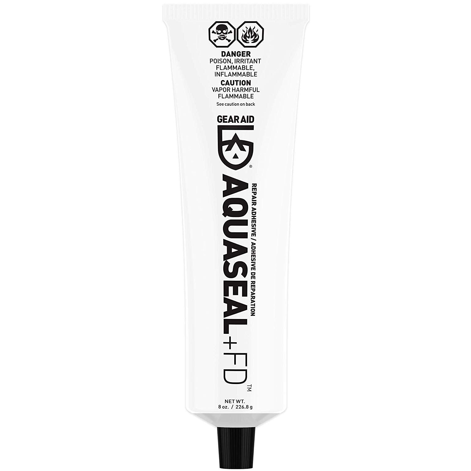 Gear Aid Aquaseal FD patching a tear demonstrates quick, flexible gear repair.