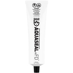 Gear Aid Aquaseal FD patching a tear demonstrates quick, flexible gear repair.