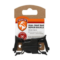 Gear Aid Dual Snap Bar Buckle 1-inch black close-up highlights durable plastic construction for on-the-go fixes.