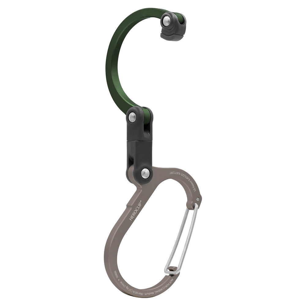 GEAR AID HEROCLIP Medium clips a duffle from a fence for quick storage.