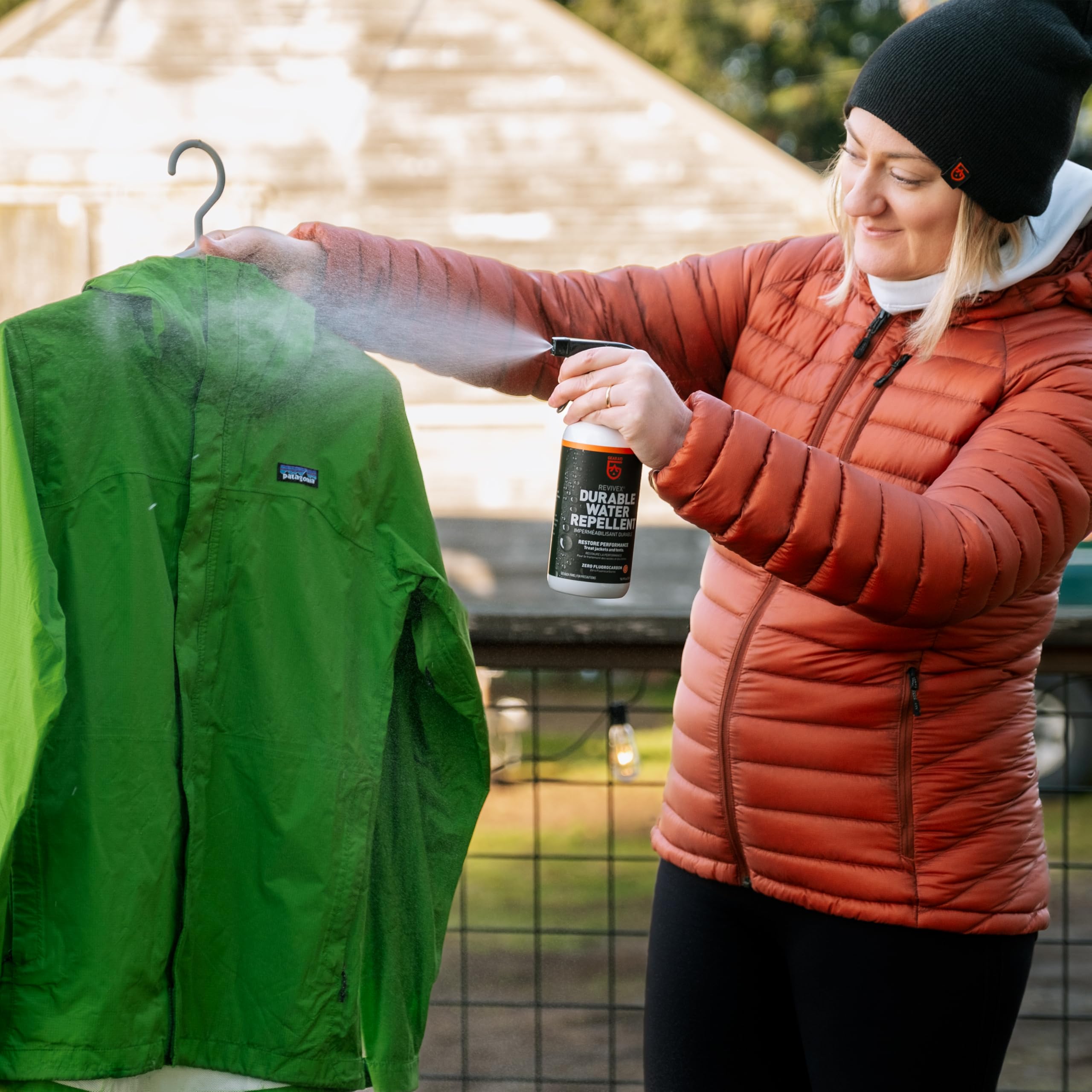 GEAR AID Revivex DWR spray on drysuit protects against moisture during dives