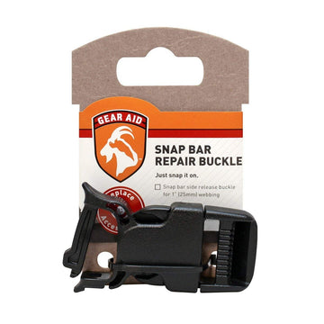Closeup of GEAR AID Snap Bar Buckle showing durable plastic construction ready for use.