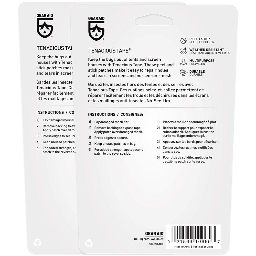 Gear AID Tenacious Tape Mesh Patch repairs RV sunshade mesh on the go.
