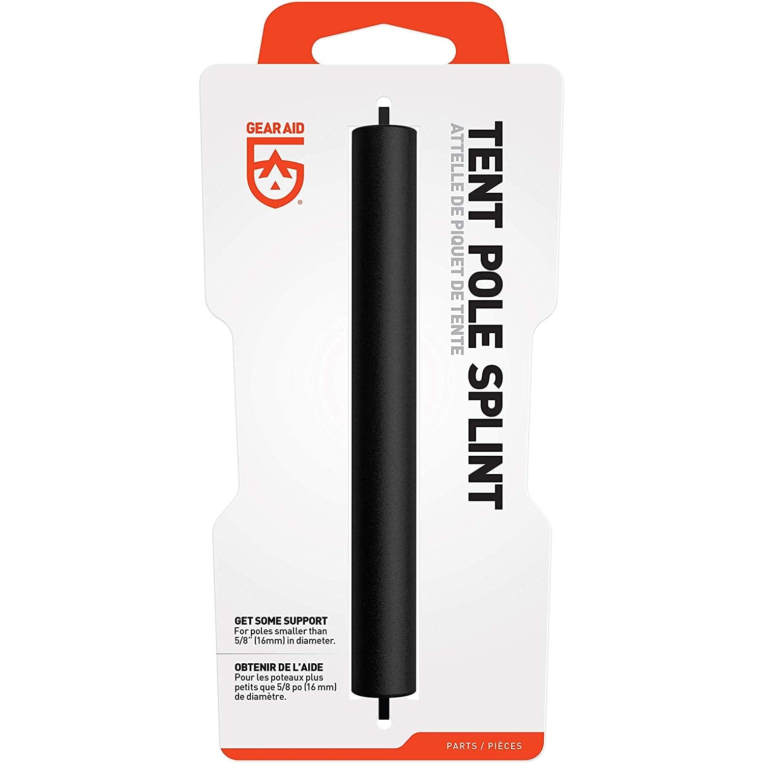 GEAR AID tent pole splint fits 5/8 inch poles for quick repairs.