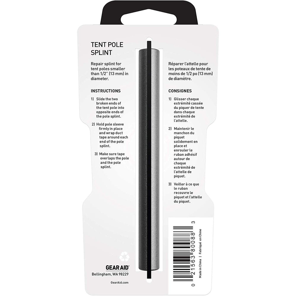 GEAR AID tent pole splint available in two sizes to fit common pole diameters