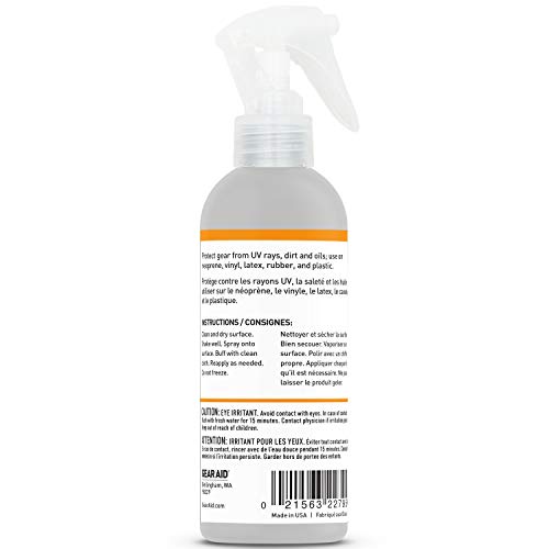 GEAR AID UV Protectant used on a boat cover to maintain vinyl rigidity