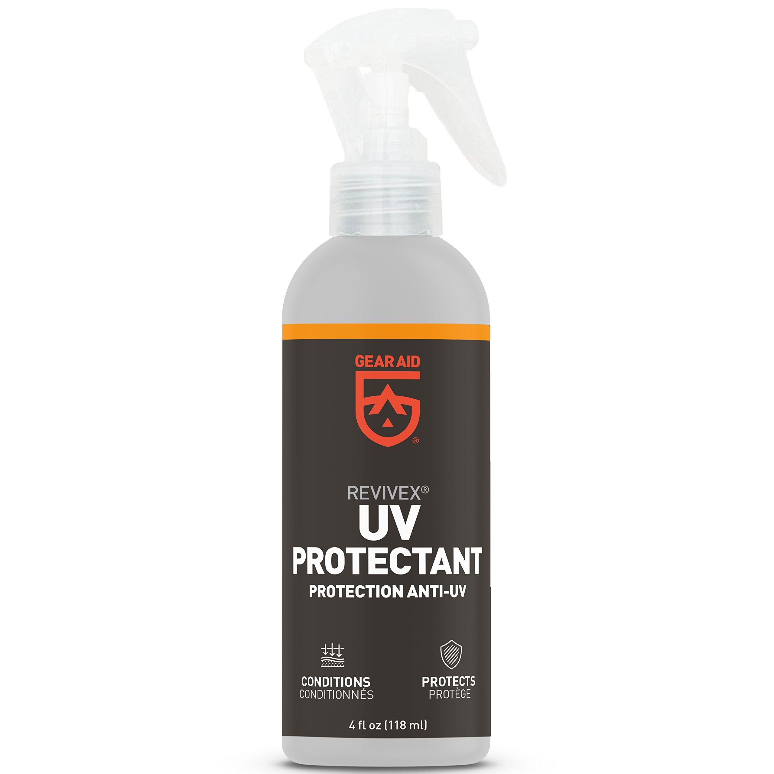 GEAR AID UV Protectant spray bottle protecting outdoor gear from sun damage
