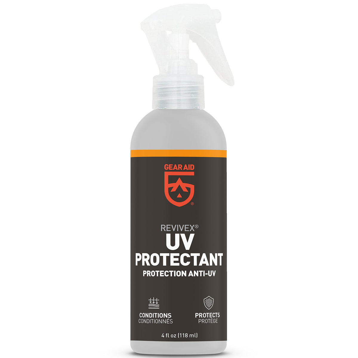 GEAR AID UV Protectant spray bottle protecting outdoor gear from sun damage