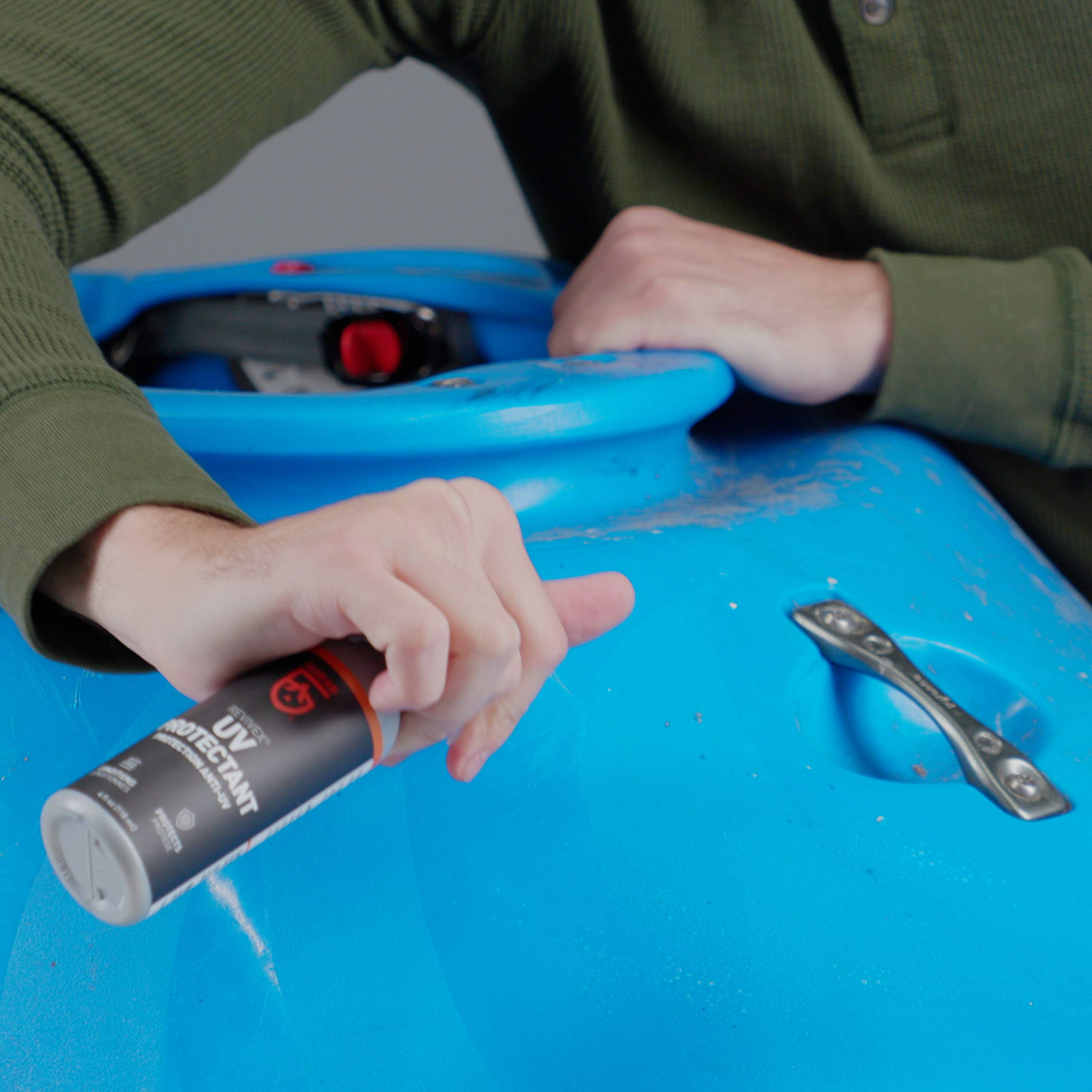 GEAR AID UV Protectant treating vinyl and nylon gear for longevity