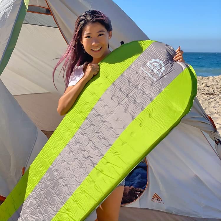 Gear Doctors self-inflating sleeping pad fully inflated showing 72 by 20 inches of comfort.