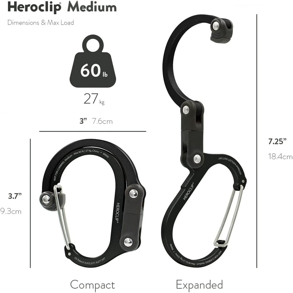 GEAR AID HeroClip Medium rotating-swivel keeps gear accessible.