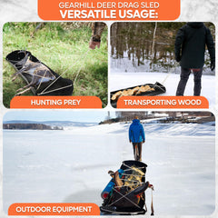 GearHill Deer Drag Sled folded for easy carry and storage