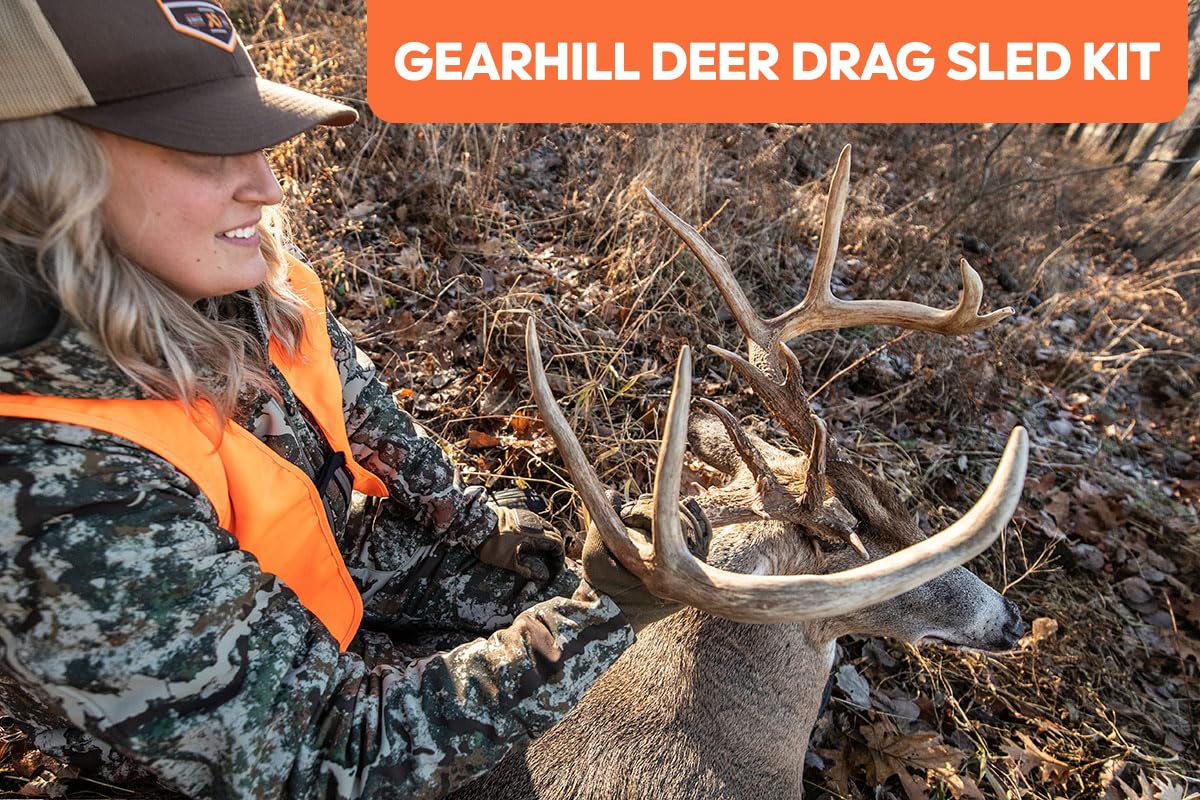GearHill Deer Drag Sled load capacity up to 500 lbs in rugged terrain