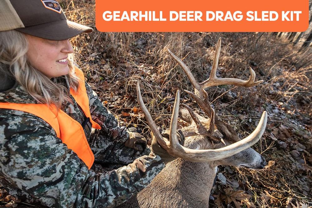 GearHill Deer Drag Sled load capacity up to 500 lbs in rugged terrain