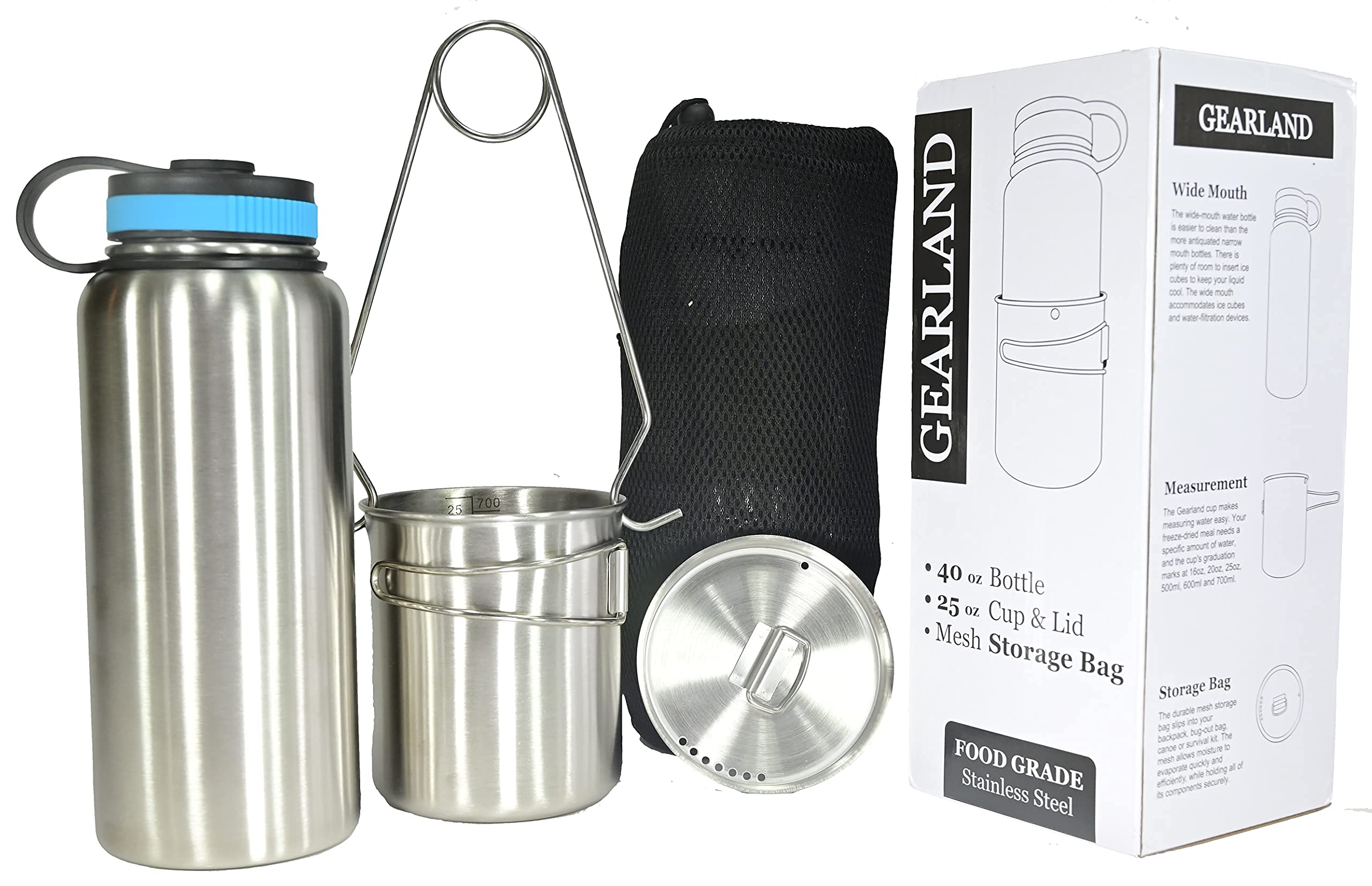 Gearland Canteen wide-mouth bottle shows easy ice cube access and cleaning benefits