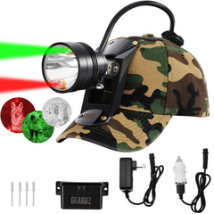 GearOZ 10W LED headlamp white beam lighting up to 500m for night hunting.