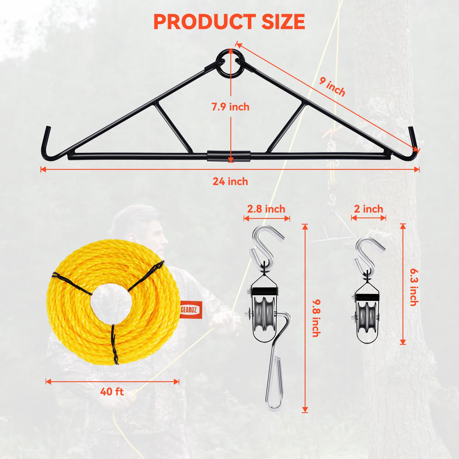 GearOZ Deer Hanger 4:1 lift ratio in action for heavy game