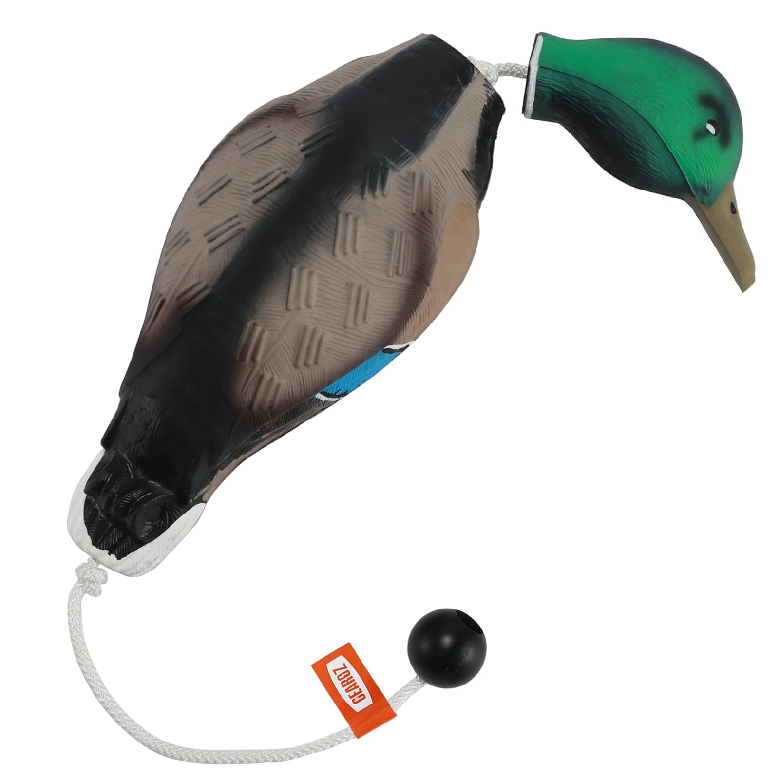 GearOZ Duck Dummy warning highlights not for chewing or cold-weather use.