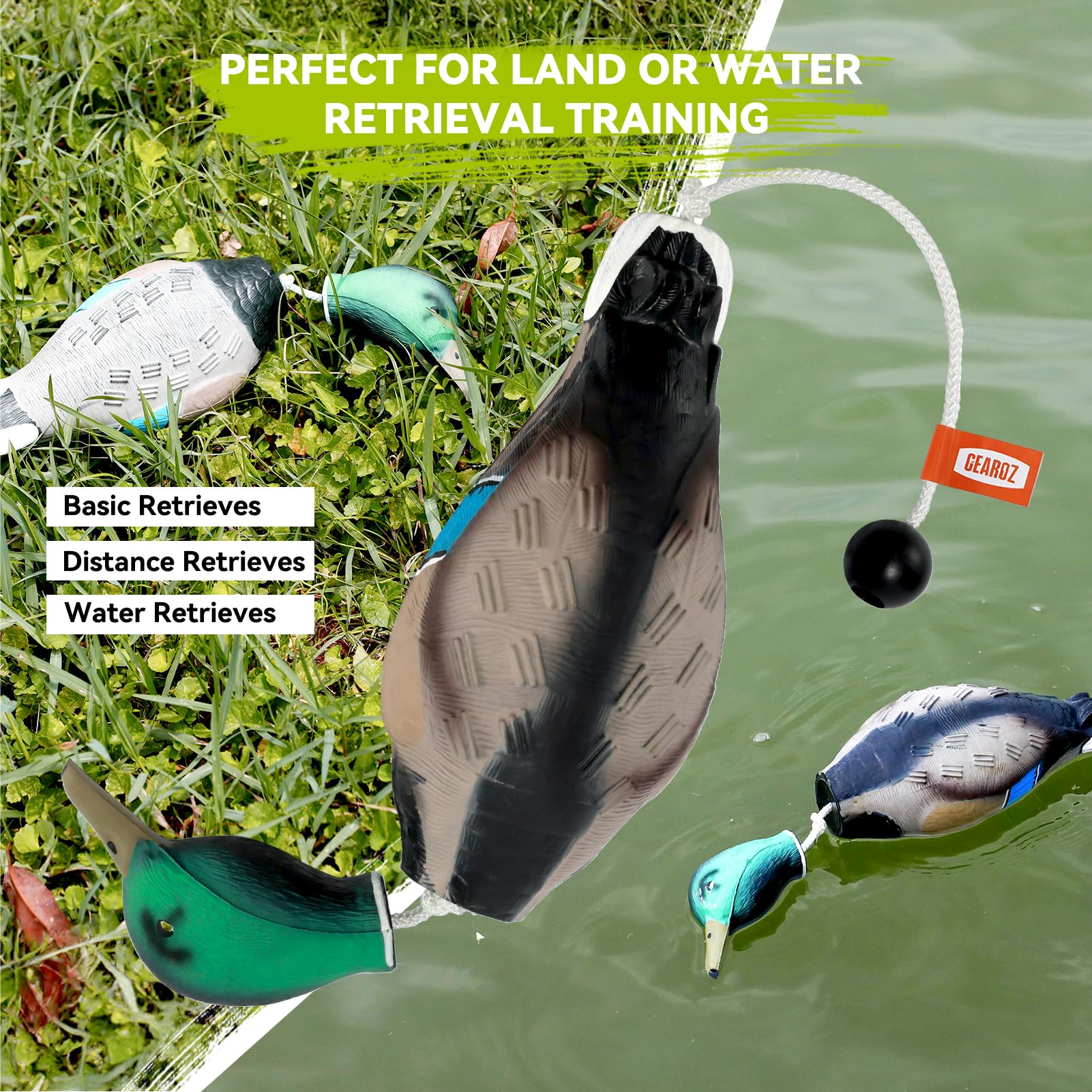 GearOZ Duck Dummy lifelike colors enhance visibility during training.