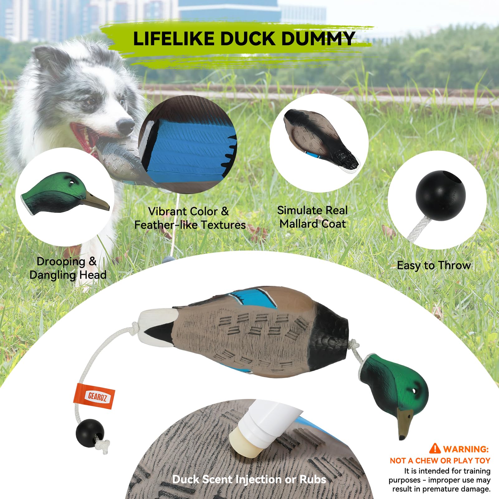 GearOZ Duck Dummy nylon throw rope enables long-distance throws.