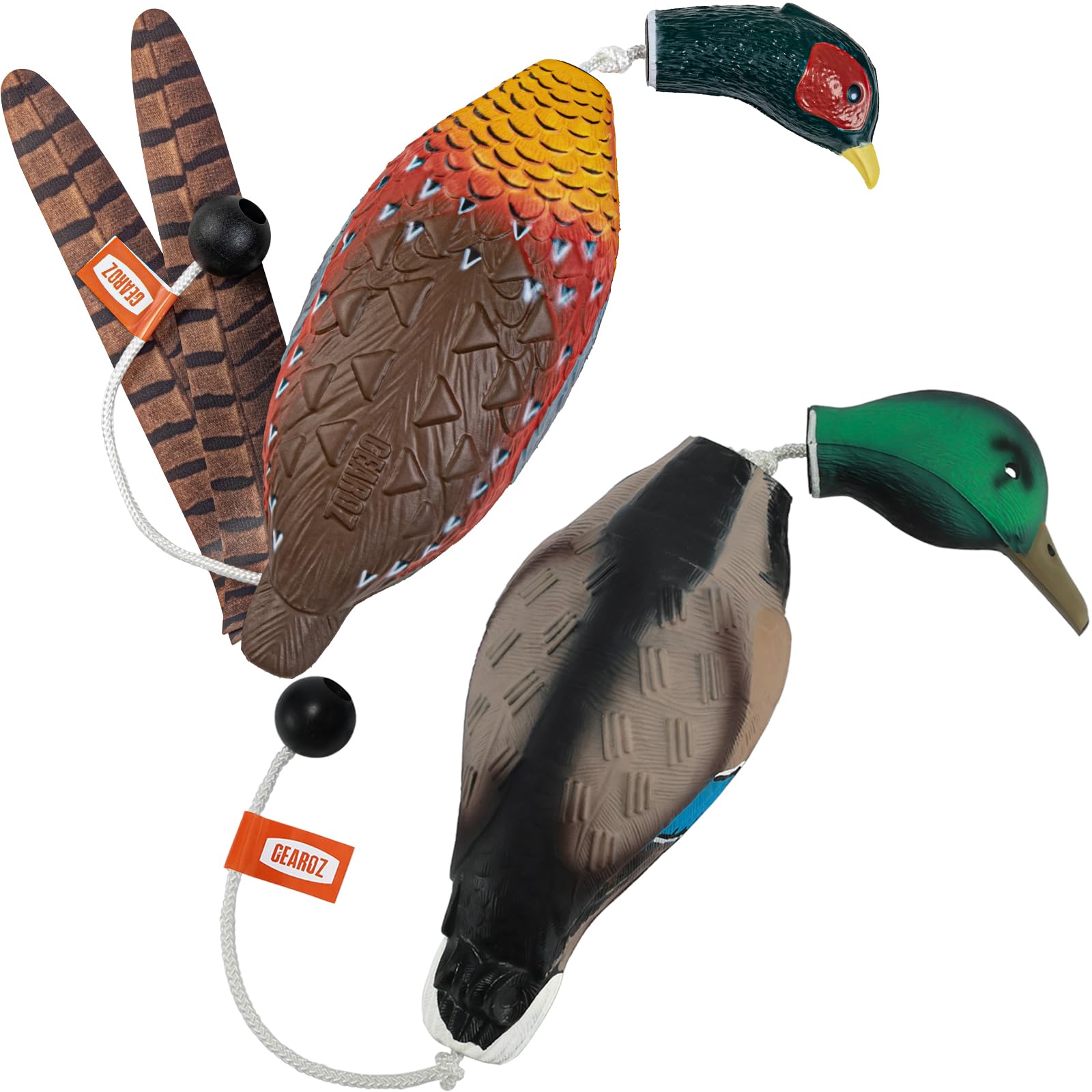 GearOZ Duck & Pheasant Dummy Bumper floating on water for water retrieves.