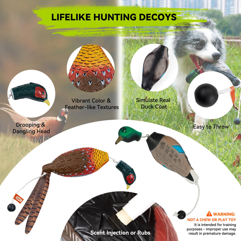 GearOZ Duck & Pheasant Dummy Bumper close-up shows lifelike body details.
