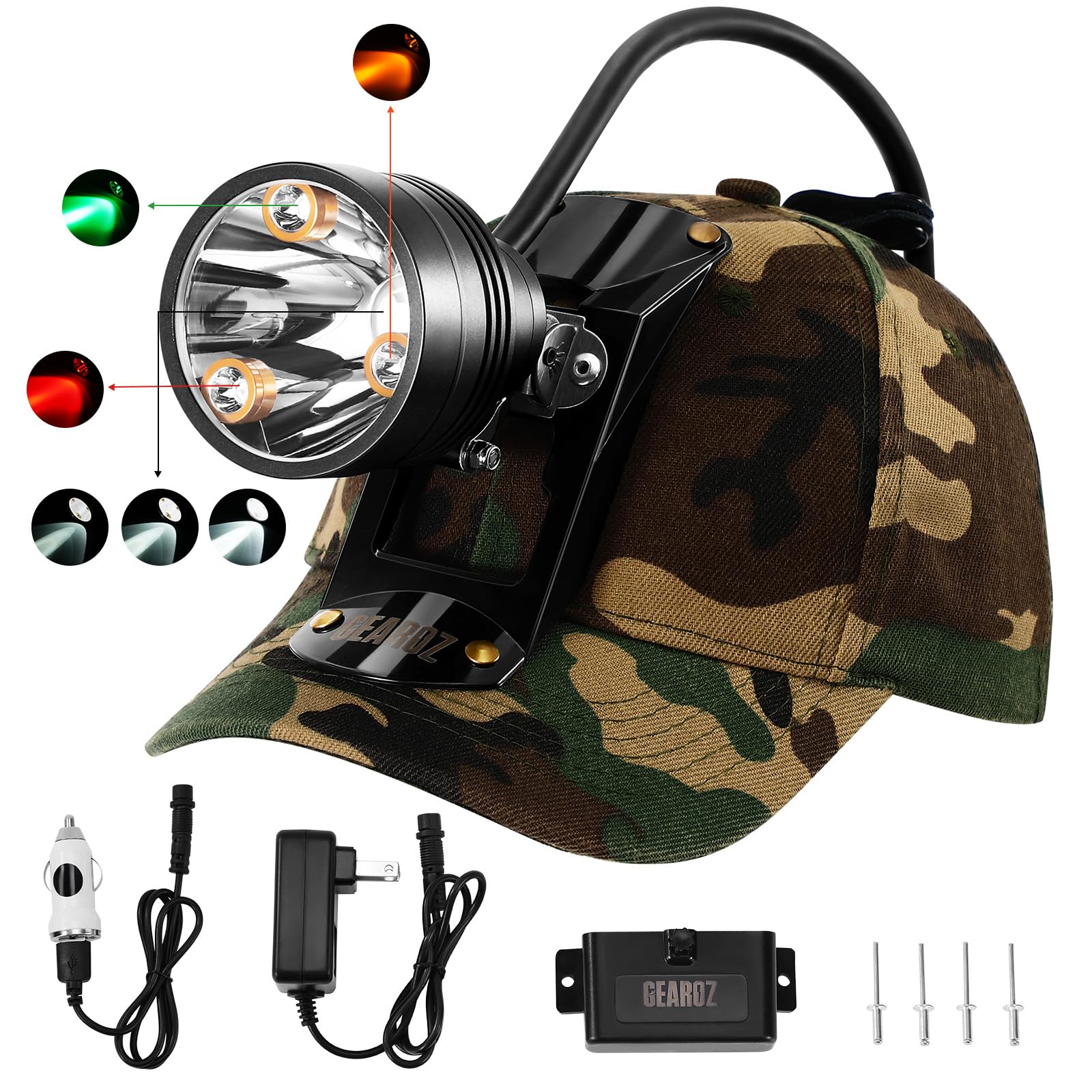 GearOZ headlamp gift-ready box includes case and setup extras
