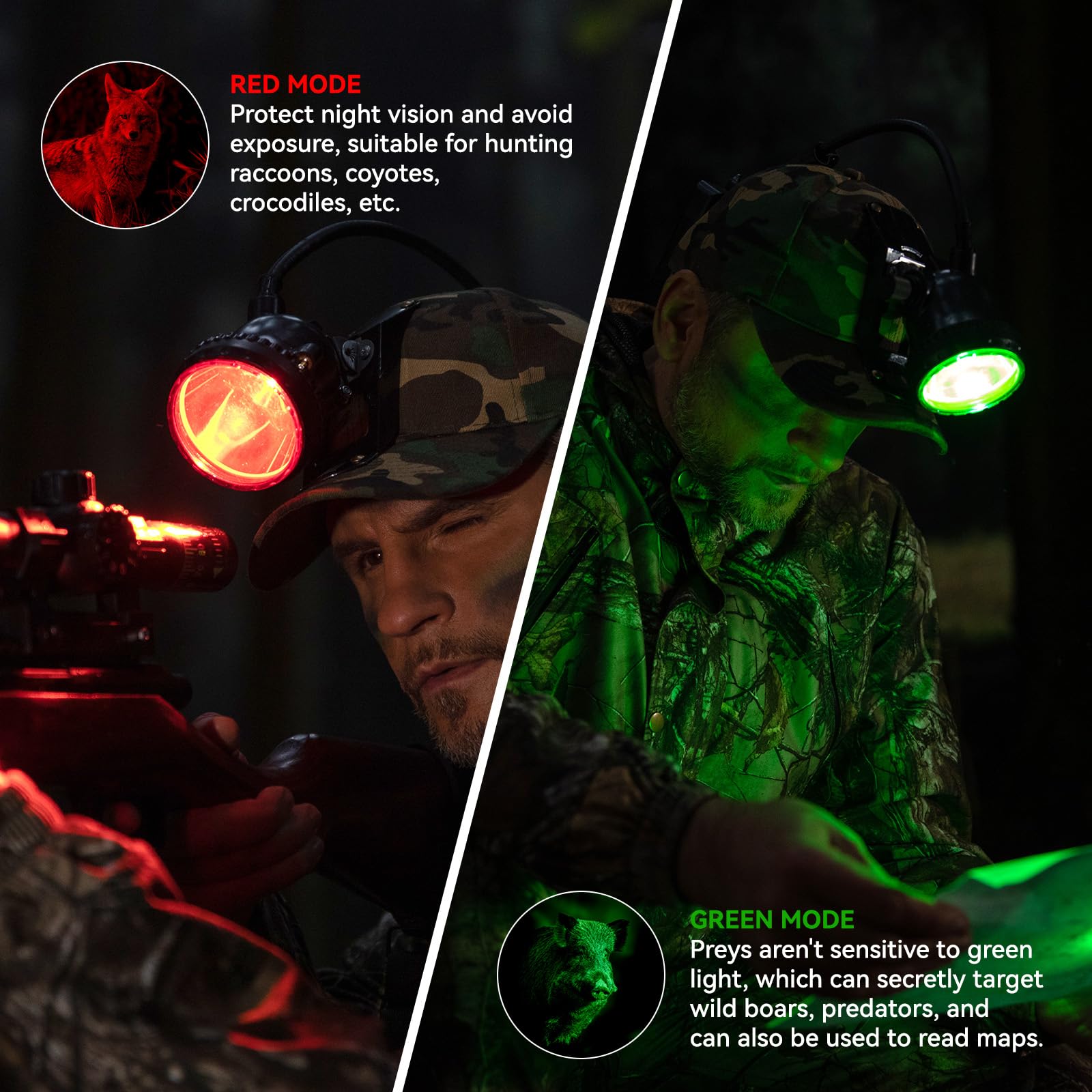 GearOZ green-filter view for stealthy wildlife scanning without disturbance