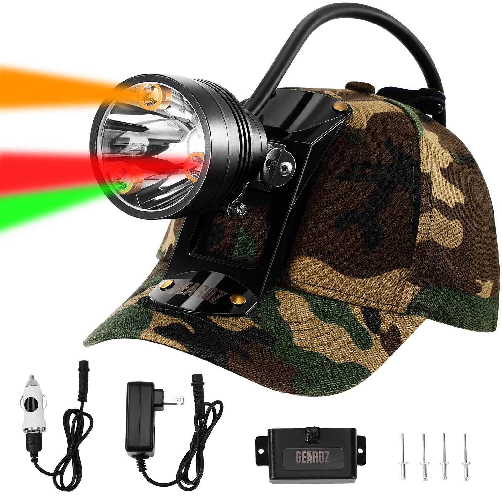 GearOZ headlamp long-range beam reveals distant eyes for safer night hunting