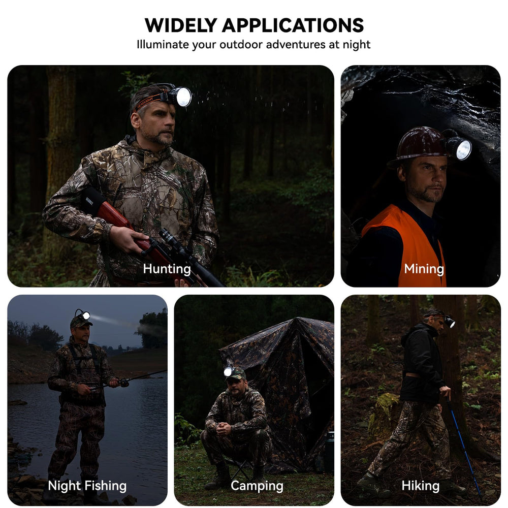 GearOZ helmet-mountable headlamp fits helmets for hands-free operation.
