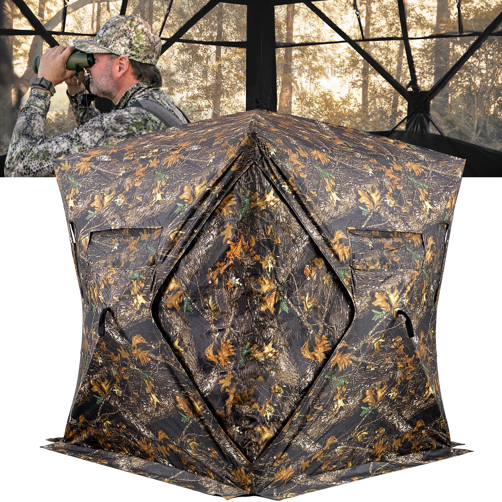 GearOZ hunting blind with 270-degree window for wide field visibility