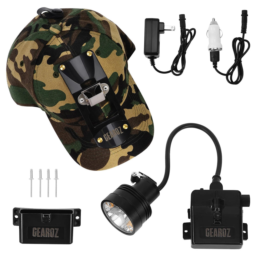 GearOZ versatile mount-ready headlamp for hunting, camping, and night fishing.