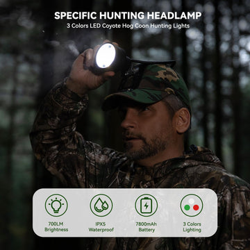 GearOZ 3-color LEDs with red and green for predator hunting efficiency.